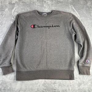 Champion Sweatshirt Mens Medium Gray Crewneck Pullover Athletic‎ Logo Spell Out